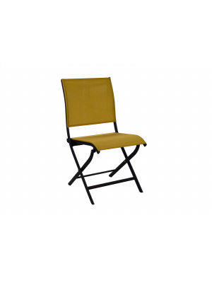Chaise pliante Elegance Alut/TPEP - Graphite/Perle-Moutarde