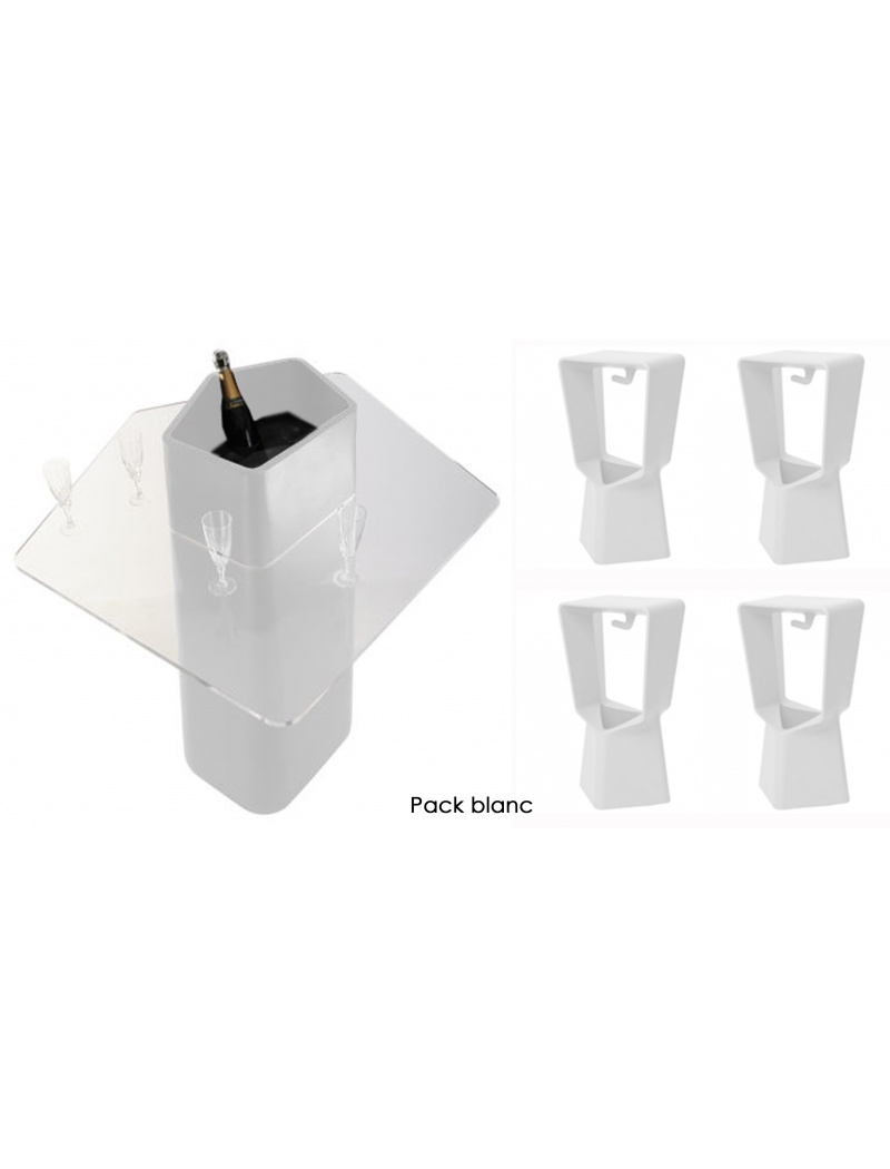 Qui Est Paul ? Mange debout Garden Party - Blanc Pack Table + 4 tabourets