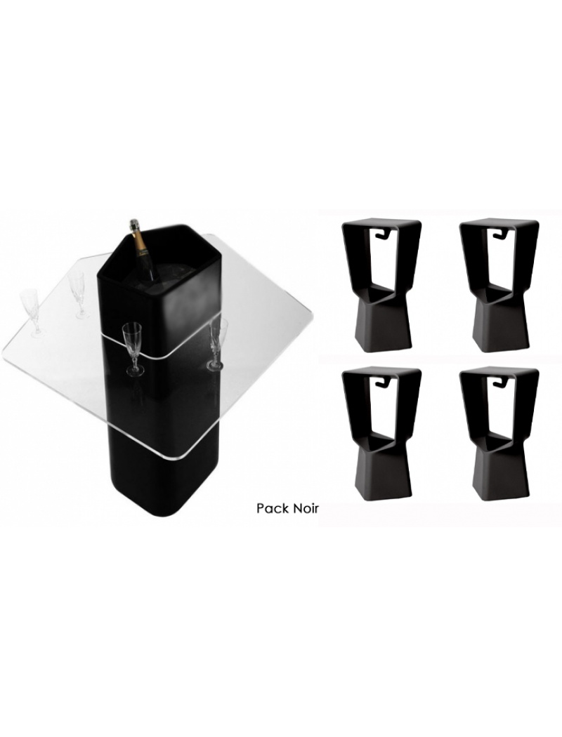 Qui Est Paul ? Mange debout Garden Party - Noir Pack Table + 4 tabourets