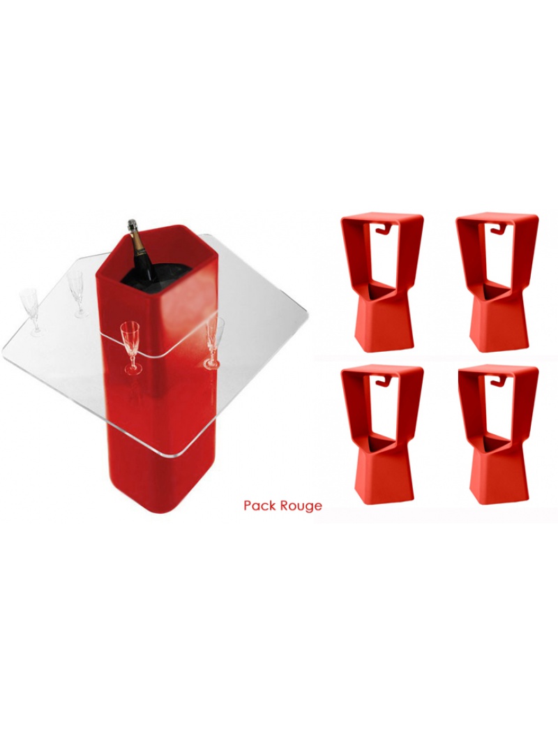 Qui Est Paul ? Mange debout Garden Party - Rouge Pack Table + 4 tabourets