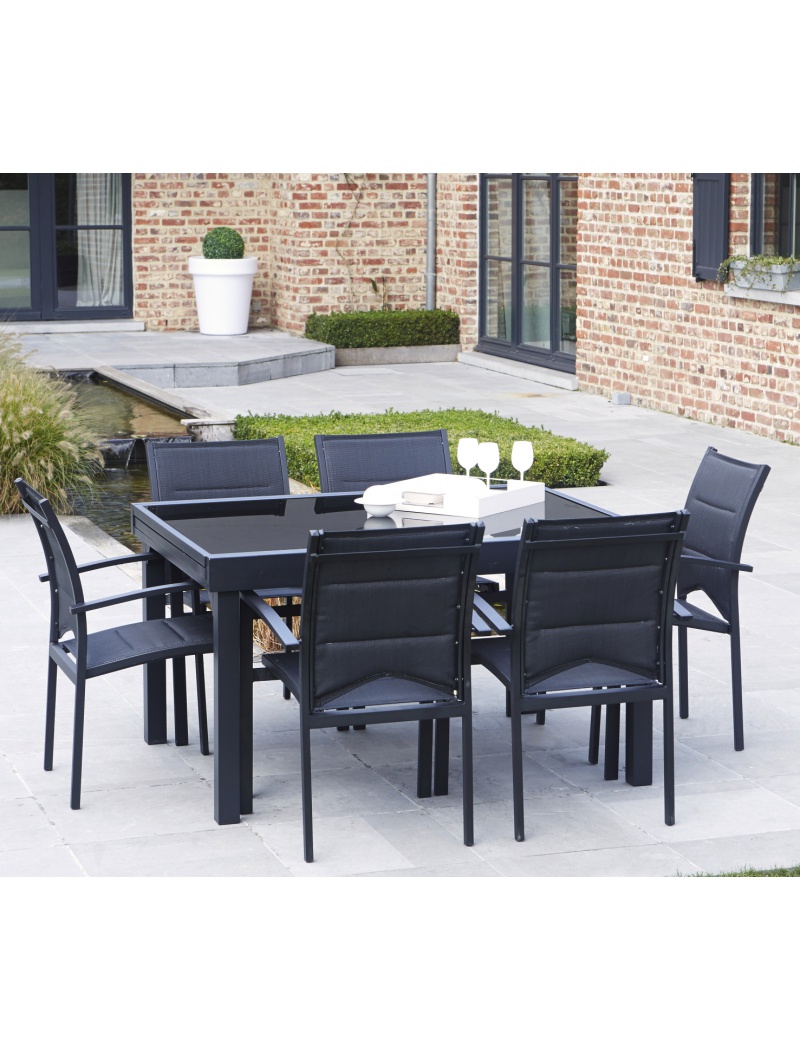 Wilsa Garden Salon de jardin Modulo 6 Verre noir / noir