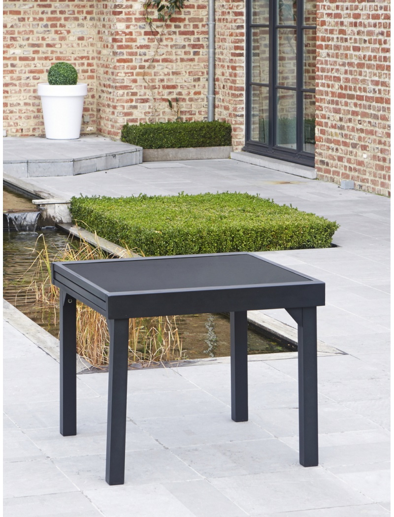 Wilsa Garden Table Modulo Verre Noire 4/8 personnes