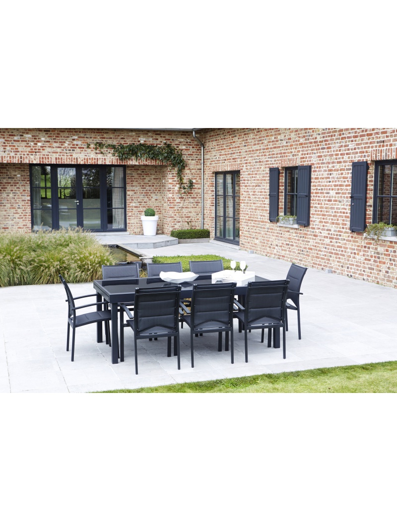 Wilsa Garden Salon de jardin Modulo 8 Verre noir / noir