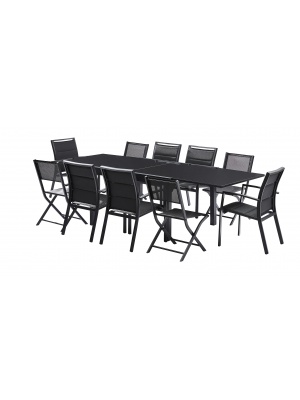 Salon de jardin Modulo 6+4 chaises noir / noir