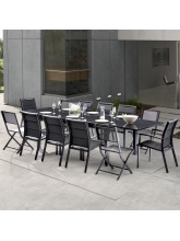 Salon de jardin Modulo 8+4 chaises noir / noir