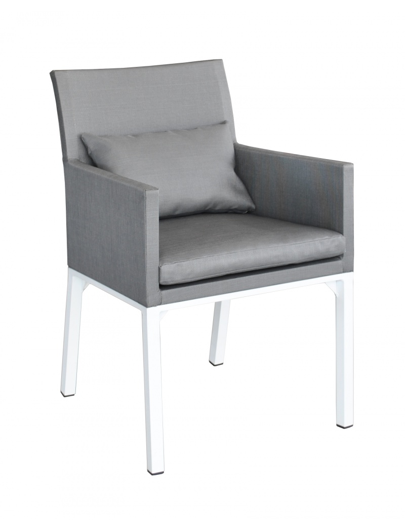 Fauteuil Oslo textilène Blanc Argent