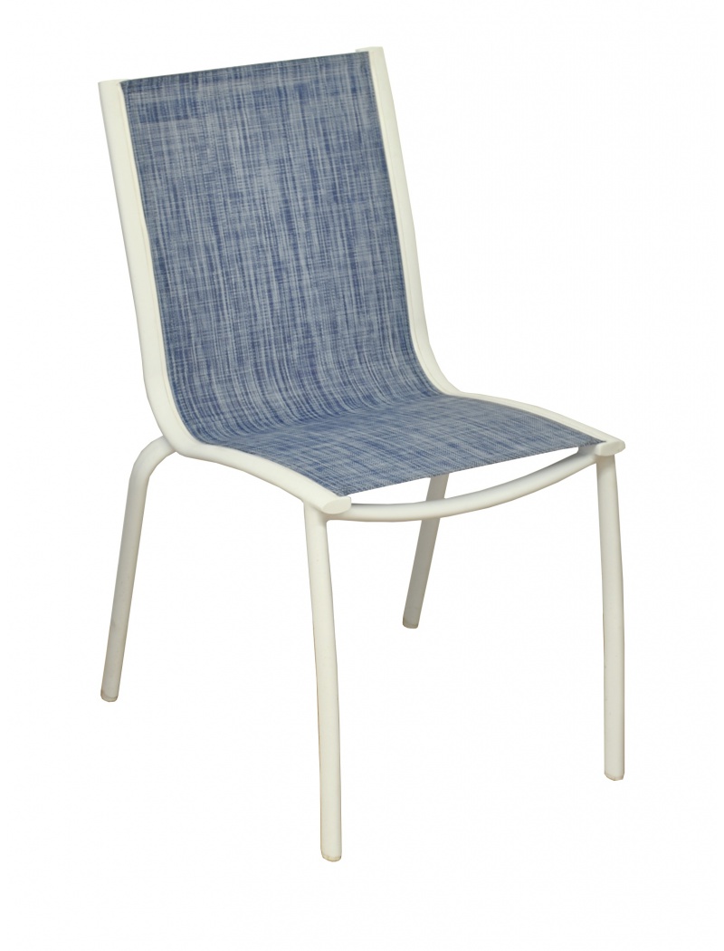 Proloisirs Chaise Linéa Blanc / Bleu jean's