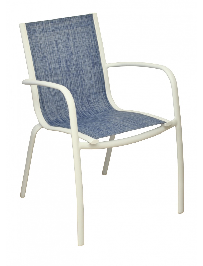 Proloisirs Fauteuil Linéa Blanc / Bleu jean's