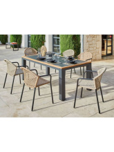 TABLE TORINO TECK CERAM FIXE GRAPHITE BLACK BOREAL