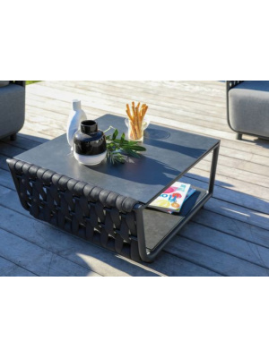 Table basse Alu tressée Hug Anthracite Gris